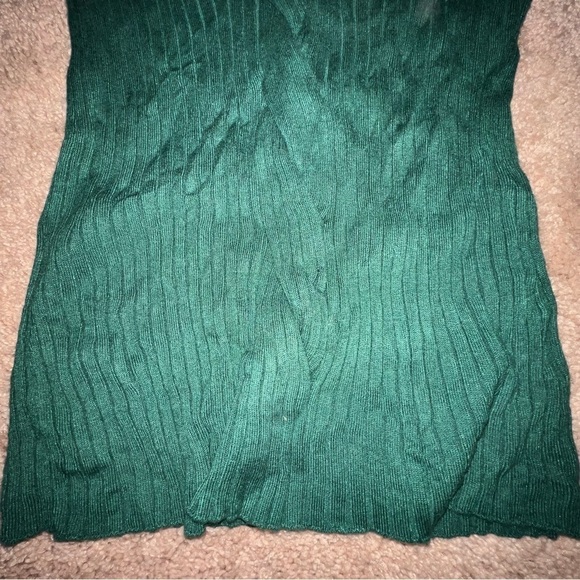 Express Shirt Y2K Green Ribbed Long Sleeved Deep V-neck Shirt Size Small - Picture 4 of 7